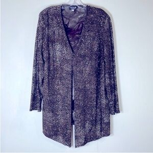 Onyx Nite by Wendye Chaitin USA Made Glitter Open Front Jacket. 18.